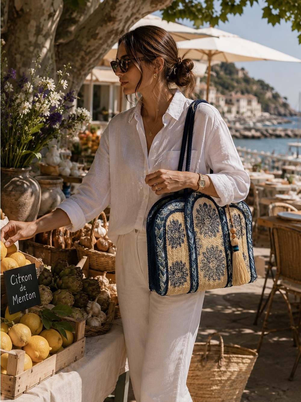 Antik Kraft Indigo Straw Tote NWT | Mediterranean Coastal Bag
